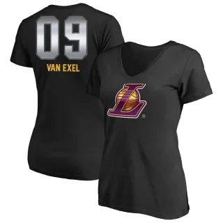 Nick Van Exel Women's Los Angeles Lakers Black Midnight Mascot T-Shirt