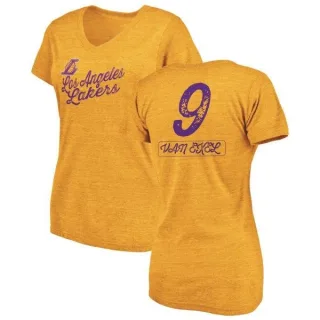 Nick Van Exel Women's Los Angeles Lakers Gold Sideline Tri-Blend V-Neck T-Shirt