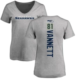 Nick Vannett Women's Seattle Seahawks Backer V-Neck T-Shirt - Ash