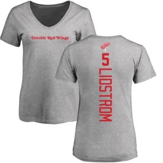 Nicklas Lidstrom Women's Detroit Red Wings Backer T-Shirt - Ash