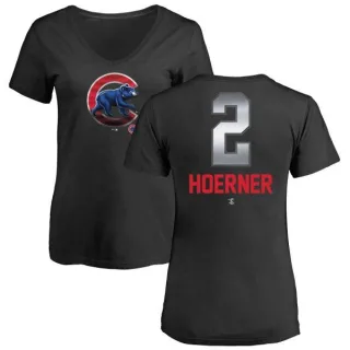 Nico Hoerner Women's Chicago Cubs Midnight Mascot V-Neck T-Shirt - Black