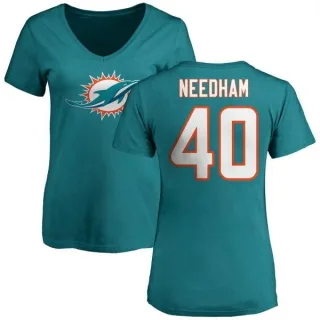 Nik Needham Women's Miami Dolphins Name & Number Logo Slim Fit T-Shirt - Aqua