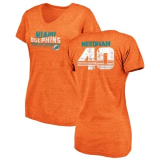 Nik Needham Women's Miami Dolphins Retro Tri-Blend V-Neck T-Shirt - Orange