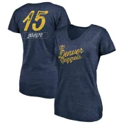 Nikola Jokic Women's Denver Nuggets Navy Sideline Tri-Blend V-Neck T-Shirt