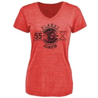 Noah Hanifin Women's Calgary Flames Insignia Tri-Blend T-Shirt - Red