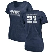 Nolan Cromwell Women's Los Angeles Rams Retro Tri-Blend V-Neck T-Shirt - Navy