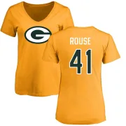 Nydair Rouse Women's Green Bay Packers Name & Number Logo Slim Fit T-Shirt - Gold