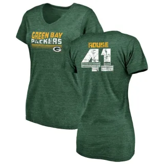 Nydair Rouse Women's Green Bay Packers Retro Tri-Blend V-Neck T-Shirt - Green