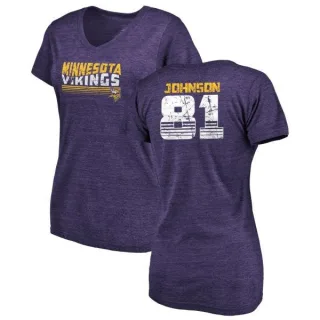 Olabisi Johnson Women's Minnesota Vikings Retro Tri-Blend V-Neck T-Shirt - Purple