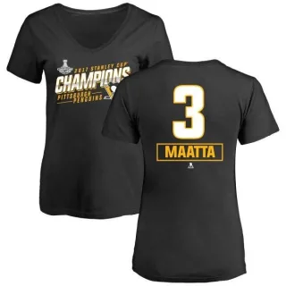 Olli Maatta Women's Pittsburgh Penguins 2017 Stanley Cup Champions Extra Slim Fit T-Shirt
 - Black