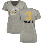 Olli Maatta Women's Pittsburgh Penguins 2017 Stanley Cup Champions Glove Tri-Blend V-Neck T-Shirt - Heather Gray