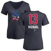 Omar Vizquel Women's Detroit Tigers Name and Number Banner Wave V-Neck T-Shirt - Navy