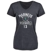 Omar Vizquel Women's Seattle Mariners Base Runner Tri-Blend T-Shirt - Navy