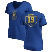 Omar Vizquel Women's Seattle Mariners RBI Slim Fit V-Neck T-Shirt - Royal