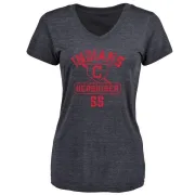 Orel Hershiser Women's Cleveland Indians Base Runner Tri-Blend T-Shirt - Navy