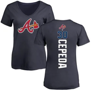 Orlando Cepeda Women's Atlanta Braves Backer Slim Fit T-Shirt - Navy