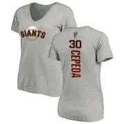 Orlando Cepeda Women's San Francisco Giants Backer Slim Fit T-Shirt - Ash