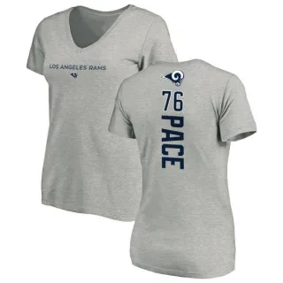 Orlando Pace Women's Los Angeles Rams Backer V-Neck T-Shirt - Ash