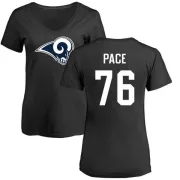 Orlando Pace Women's Los Angeles Rams Name & Number Logo Slim Fit T-Shirt - Black