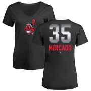 Oscar Mercado Women's Cleveland Indians Midnight Mascot V-Neck T-Shirt - Black