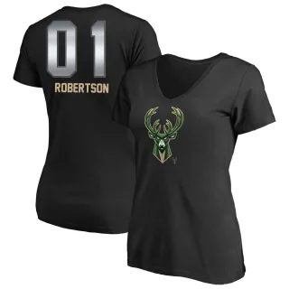 Oscar Robertson Women's Milwaukee Bucks Black Midnight Mascot T-Shirt