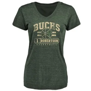 Oscar Robertson Women's Milwaukee Bucks Green Baseline Tri-Blend T-Shirt