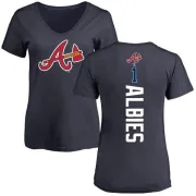 Ozzie Albies Women's Atlanta Braves Backer Slim Fit T-Shirt - Navy