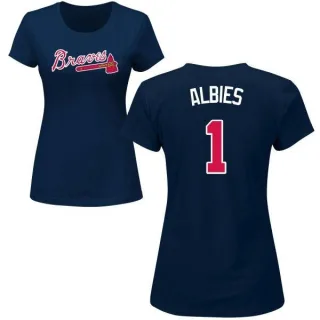 Ozzie Albies Women's Atlanta Braves Name & Number T-Shirt - Navy