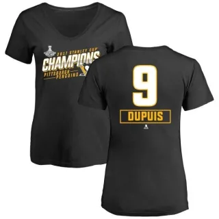 Pascal Dupuis Women's Pittsburgh Penguins 2017 Stanley Cup Champions Extra Slim Fit T-Shirt
 - Black