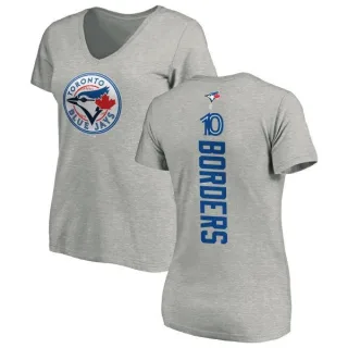 Pat Borders Women's Toronto Blue Jays Backer Slim Fit T-Shirt - Ash