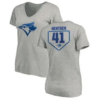 Pat Hentgen Women's Toronto Blue Jays RBI Slim Fit V-Neck T-Shirt - Heathered Gray