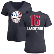 Pat LaFontaine Women's New York Islanders Name and Number Banner Wave V-Neck T-Shirt - Navy