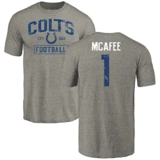 Pat McAfee Indianapolis Colts Gray Distressed Name & Number Tri-Blend T-Shirt