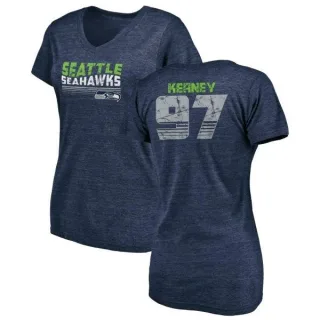 Patrick Kerney Women's Seattle Seahawks Retro Tri-Blend V-Neck T-Shirt - College Navy