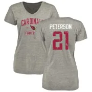 Patrick Peterson Women's Arizona Cardinals Heather Gray Distressed Name & Number Tri-Blend V-Neck T-Shirt