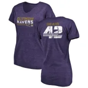 Patrick Ricard Women's Baltimore Ravens Retro Tri-Blend V-Neck T-Shirt - Purple