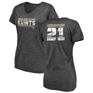 Patrick Robinson Women's New Orleans Saints Retro Tri-Blend V-Neck T-Shirt - Black