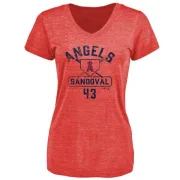 Patrick Sandoval Women's Los Angeles Angels Base Runner Tri-Blend T-Shirt - Red