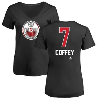 Paul Coffey Women's Edmonton Oilers Name and Number Banner Wave V-Neck T-Shirt - Black