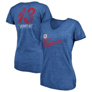 Paul George Women's Los Angeles Clippers Royal Sideline Tri-Blend V-Neck T-Shirt