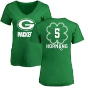 Paul Hornung Women's Green Bay Packers Green St. Patrick's Day Name & Number V-Neck T-Shirt