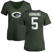 Paul Hornung Women's Green Bay Packers Name & Number Logo Slim Fit T-Shirt - Green