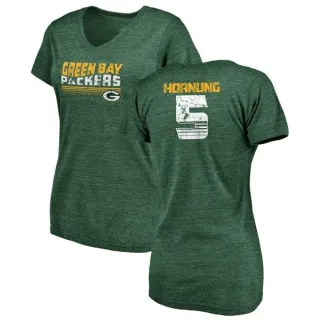 Paul Hornung Women's Green Bay Packers Retro Tri-Blend V-Neck T-Shirt - Green