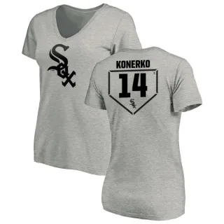 Paul Konerko Women's Chicago White Sox RBI Slim Fit V-Neck T-Shirt - Heathered Gray