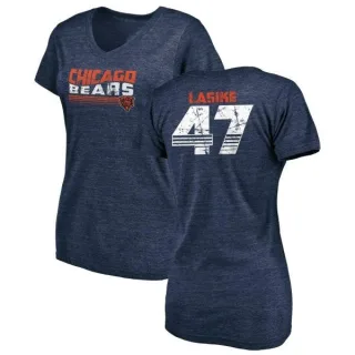 Paul Lasike Women's Chicago Bears Retro Tri-Blend V-Neck T-Shirt - Navy