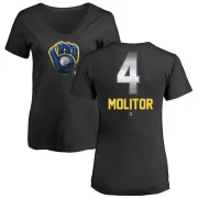 Paul Molitor Women's Milwaukee Brewers Midnight Mascot V-Neck T-Shirt - Black