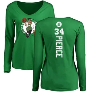 Paul Pierce Women's Boston Celtics Kelly Green Backer V-Neck Long-Sleeve T-Shirt