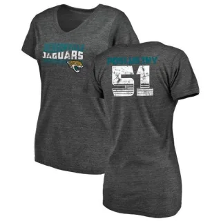 Paul Posluszny Women's Jacksonville Jaguars Retro Tri-Blend V-Neck T-Shirt - Black