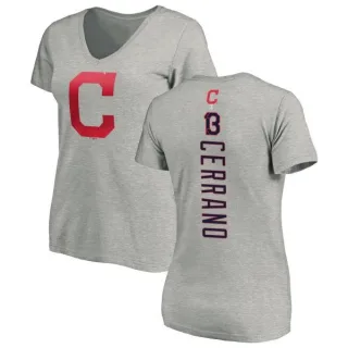 Pedro Cerrano Women's Cleveland Indians Backer Slim Fit T-Shirt - Ash