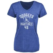 Pedro Martinez Women's Los Angeles Dodgers Base Runner Tri-Blend T-Shirt - Royal